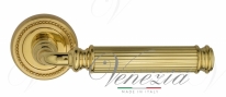 Ручка дверная на круглой розетке Venezia Mosca D3 Латунь блестящая