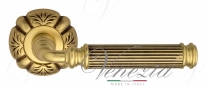 Ручка дверная на круглой розетке Venezia Mosca D5 Золото французское + коричневый