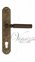 Ручка дверная на планке под цилиндр Venezia Mosca CYL PL02 античная бронза