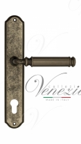 Ручка дверная на планке под цилиндр Venezia Mosca CYL PL02 античное серебро