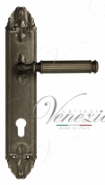Ручка дверная на планке под цилиндр Venezia Mosca CYL PL90 античное серебро