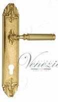 Ручка дверная на планке под цилиндр Venezia Mosca CYL PL90 полированная латунь