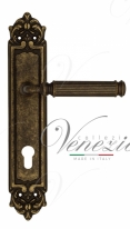 Ручка дверная на планке под цилиндр Venezia Mosca CYL PL96 античная бронза