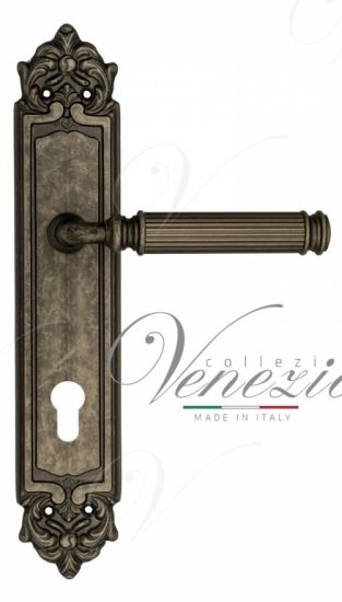Ручка дверная на планке под цилиндр Venezia Mosca CYL PL96 античное серебро