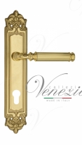 Ручка дверная на планке под цилиндр Venezia Mosca CYL PL96 полированная латунь