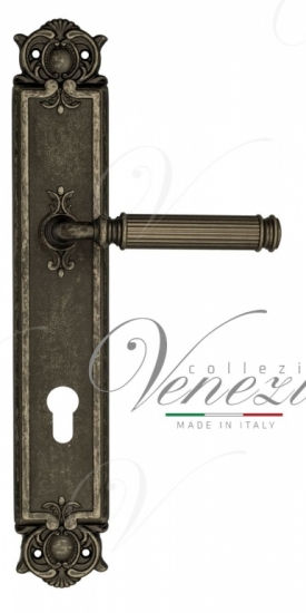 Ручка дверная на планке под цилиндр Venezia Mosca CYL PL97 античное серебро