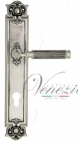 Ручка дверная на планке под цилиндр Venezia Mosca CYL PL97 натуральное серебро + черный