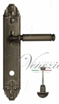 Ручка дверная на планке с фиксатором Venezia Mosca WC-2 PL90 античное серебро