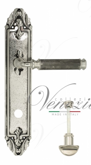 Ручка дверная на планке с фиксатором Venezia Mosca WC-2 PL90 натуральное серебро + черный