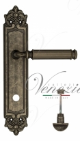 Ручка дверная на планке с фиксатором Venezia Mosca WC-2 PL96 античное серебро