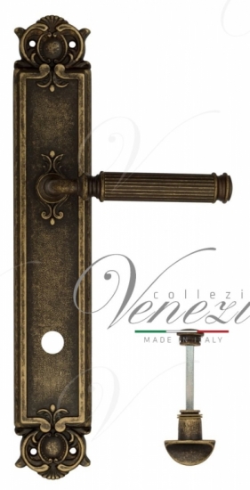 Ручка дверная на планке с фиксатором Venezia Mosca WC-2 PL97 античная бронза