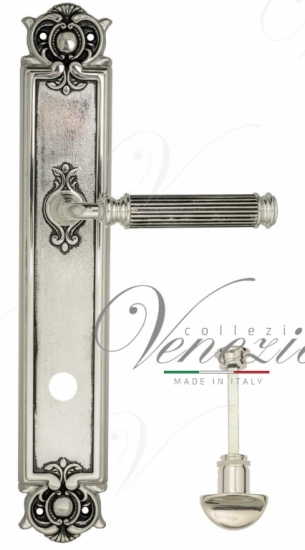 Ручка дверная на планке с фиксатором Venezia Mosca WC-2 PL97 натуральное серебро + черный