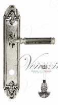 Ручка дверная на планке с фиксатором Venezia Mosca WC-4 PL90 натуральное серебро + черный