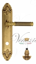 Ручка дверная на планке с фиксатором Venezia Mosca WC-4 PL90 французское золото + коричневый