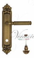 Ручка дверная на планке с фиксатором Venezia Mosca WC-4 PL96 матовая бронза