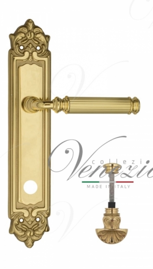 Ручка дверная на планке с фиксатором Venezia Mosca WC-4 PL96 полированная латунь