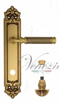 Ручка дверная на планке с фиксатором Venezia Mosca WC-4 PL96 французское золото + коричневый