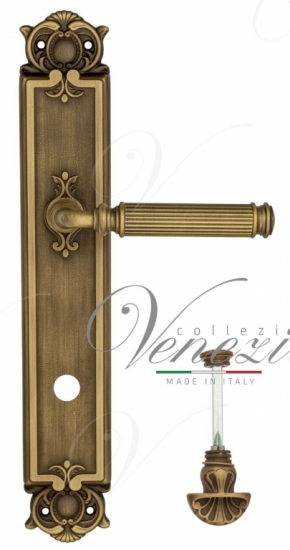 Ручка дверная на планке с фиксатором Venezia Mosca WC-4 PL97 матовая бронза