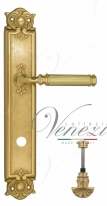 Ручка дверная на планке с фиксатором Venezia Mosca WC-4 PL97 полированная латунь