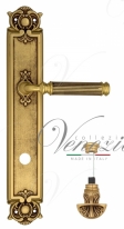 Ручка дверная на планке с фиксатором Venezia Mosca WC-4 PL97 французское золото + коричневый
