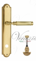 Ручка дверная на планке с фиксатором Venezia Mosca WC-4 PL98 полированная латунь