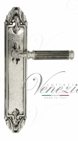 Ручка дверная на планке проходная Venezia Mosca PL90 натуральное серебро + черный