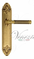Ручка дверная на планке проходная Venezia Mosca PL90 французское золото + коричневый