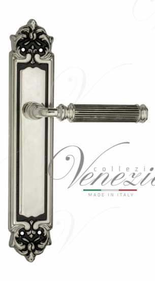 Ручка дверная на планке проходная Venezia Mosca PL96 натуральное серебро + черный
