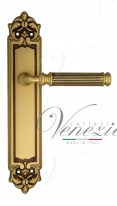 Ручка дверная на планке проходная Venezia Mosca PL96 французское золото + коричневый
