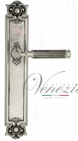 Ручка дверная на планке проходная Venezia Mosca PL97 натуральное серебро + черный