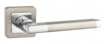 Ручка дверная на квадратной розетке Punto Pluton QR SN/CP-3 матовый никель/хром