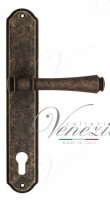 Ручка дверная на планке под цилиндр Venezia Callisto CYL PL02 античная бронза