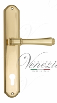 Ручка дверная на планке под цилиндр Venezia Callisto CYL PL02 полированная латунь