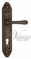Ручка дверная на планке под цилиндр Venezia Callisto CYL PL90 античная бронза