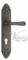 Ручка дверная на планке под цилиндр Venezia Callisto CYL PL90 античное серебро