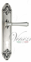 Ручка дверная на планке под цилиндр Venezia Callisto CYL PL90 натуральное серебро + черный
