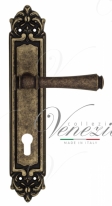 Ручка дверная на планке под цилиндр Venezia Callisto CYL PL96 античная бронза