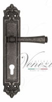 Ручка дверная на планке под цилиндр Venezia Callisto CYL PL96 античное серебро