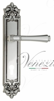 Ручка дверная на планке под цилиндр Venezia Callisto CYL PL96 натуральное серебро + черный