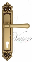 Ручка дверная на планке под цилиндр Venezia Callisto CYL PL96 французское золото + коричневый