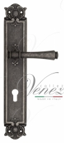 Ручка дверная на планке под цилиндр Venezia Callisto CYL PL97 античное серебро