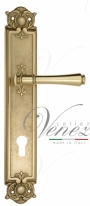 Ручка дверная на планке под цилиндр Venezia Callisto CYL PL97 полированная латунь