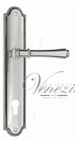 Ручка дверная на планке под цилиндр Venezia Callisto CYL PL98 натуральное серебро + черный