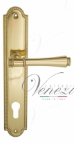 Ручка дверная на планке под цилиндр Venezia Callisto CYL PL98 полированная латунь