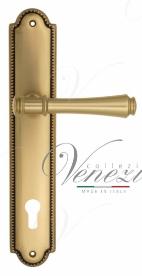 Ручка дверная на планке под цилиндр Venezia Callisto CYL PL98 французское золото + коричневый