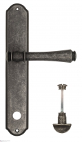 Ручка дверная на планке с фиксатором Venezia Callisto WC-1 PL02 античное серебро