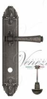 Ручка дверная на планке с фиксатором Venezia Callisto WC-2 PL90 античное серебро