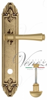 Ручка дверная на планке с фиксатором Venezia Callisto WC-2 PL90 французское золото + коричневый