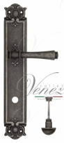 Ручка дверная на планке с фиксатором Venezia Callisto WC-2 PL97 античное серебро
