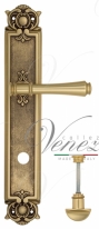 Ручка дверная на планке с фиксатором Venezia Callisto WC-2 PL97 французское золото + коричневый